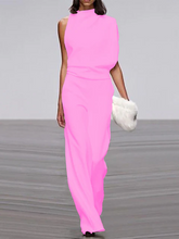 Load image into Gallery viewer, Women's round-neck, sleeveless jumpsuit with flared legs
