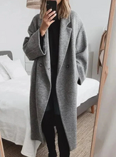 Load image into Gallery viewer, Oversized women's cashmere coat with lapel collar
