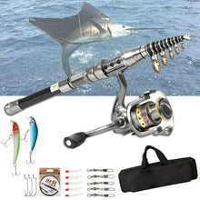 Load image into Gallery viewer, Carbon Fiber Telescopic Fishing Rod Pole Reel Combo Sea Saltwater Freshwater
