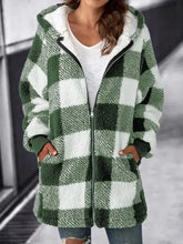 Load image into Gallery viewer, Women Oversized Hoodie Plaid Loose Overcoat
