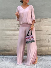Load image into Gallery viewer, Elegant two-piece wide-leg chiffon pants
