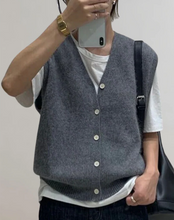 Load image into Gallery viewer, Casual knitted waistcoat with button placket
