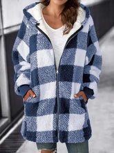 Load image into Gallery viewer, Women Oversized Hoodie Plaid Loose Overcoat
