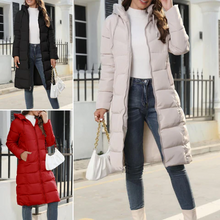 Load image into Gallery viewer, Hooded, long, down jacket, ladies' jacket
