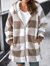 Load image into Gallery viewer, Women Oversized Hoodie Plaid Loose Overcoat
