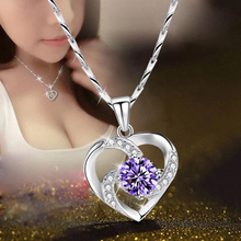 Load image into Gallery viewer, Crystal Heart Necklace - 925 Sterling Silver Pendant CZ Crystal
