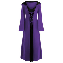 Load image into Gallery viewer, Official Medieval Dress Vampire Witch For Women Lace-up Hooded Cloak Robe

