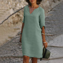 Load image into Gallery viewer, V-Neck Three-Quarter Sleeve Dress
