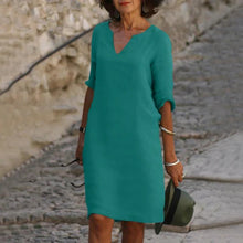 Load image into Gallery viewer, V-Neck Three-Quarter Sleeve Dress
