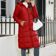 Load image into Gallery viewer, Hooded, long, down jacket, ladies' jacket
