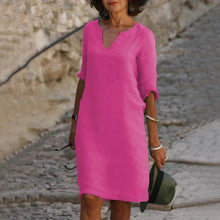 Load image into Gallery viewer, V-Neck Three-Quarter Sleeve Dress
