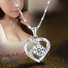 Load image into Gallery viewer, Crystal Heart Necklace - 925 Sterling Silver Pendant CZ Crystal
