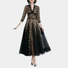 Load image into Gallery viewer, Elegant Lace Dress with V-Neck
