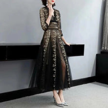 Load image into Gallery viewer, Elegant Lace Dress with V-Neck
