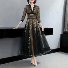 Load image into Gallery viewer, Elegant Lace Dress with V-Neck
