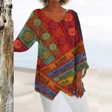 Load image into Gallery viewer, Women's vintage V-neck top with elegant fit
