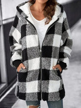 Load image into Gallery viewer, Women Oversized Hoodie Plaid Loose Overcoat
