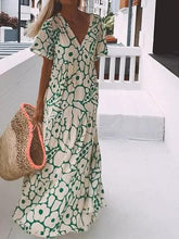 Load image into Gallery viewer, Long Dress With Short Sleeves and Print
