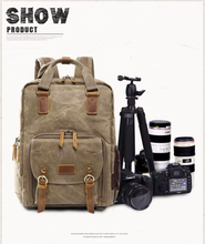 Load image into Gallery viewer, Waterproof Waxed Canvas Camera Backpack
