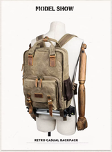 Load image into Gallery viewer, Waterproof Waxed Canvas Camera Backpack
