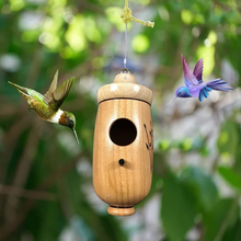 Load image into Gallery viewer, Wooden Hummingbird House - Gift for Natural Lovers
