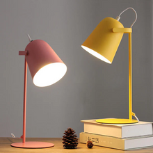 Load image into Gallery viewer, Nordic Macaron Color Creative Iron Bucket Design Light Table Lamp
