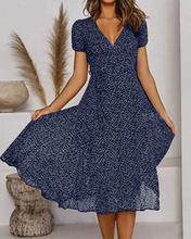 Load image into Gallery viewer, Floral Print V-Neck Chiffon Dress

