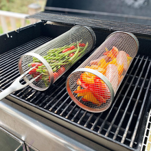 Load image into Gallery viewer, Stainless Steel Rolling BBQ Grill Basket

