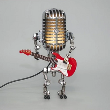 Load image into Gallery viewer, Vintage Metal Microphone Robot With Guitar Lamp
