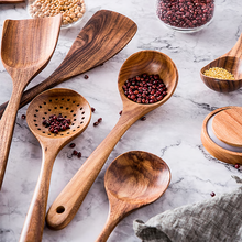 Load image into Gallery viewer, Premium Natural Teak Wood Kitchen Utensils – Eco-Friendly, Non-Toxic Cooking Spoons, Cookware for Home Everyday Use
