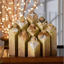 Load image into Gallery viewer, 9pcs Heaven Nativity Tree Pillar Statues

