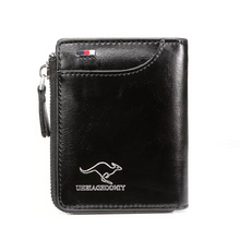 Load image into Gallery viewer, Men’s RFID Blocking Wallet with Zipper Multi Credit Card Holder Khaki + Brown + Black
