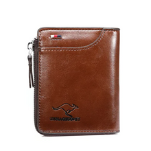 Load image into Gallery viewer, Men’s RFID Blocking Wallet with Zipper Multi Credit Card Holder Khaki + Brown + Black
