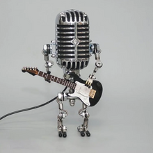 Load image into Gallery viewer, Vintage Metal Microphone Robot With Guitar Lamp
