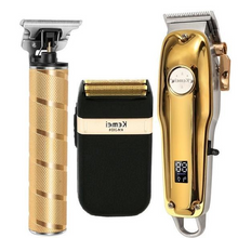 Load image into Gallery viewer, Professional Hair Clippers for men gold Set | Gold Hair Clippers Cordless
