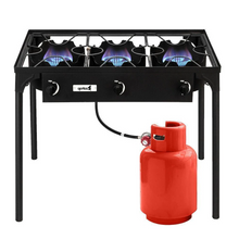 Load image into Gallery viewer, Outdoor Camping Stove Grill: Portable Propane 3-Burner Cooker (225,000 BTU)

