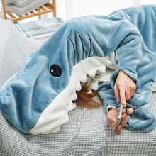 Load image into Gallery viewer, Shark Fleece Hooded Blanket
