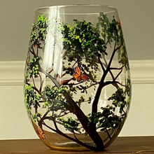 Load image into Gallery viewer, Four Seasons Tree Wine Glasses – Hand Painted Art

