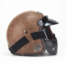 Load image into Gallery viewer, Retro Vintage Motorcycle Helmet Open Face With Goggle Mask
