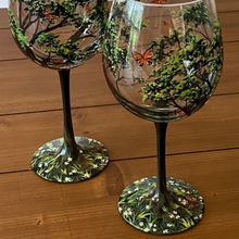 Load image into Gallery viewer, Four Seasons Tree Wine Glasses – Hand Painted Art
