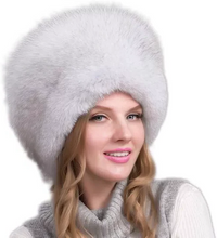 Load image into Gallery viewer, 100% Natural Fox Fur Hat Women Cap Thick Fur Cap Winter Warm Hat Female Fashion For Women Hat With Earmuffs Hat

