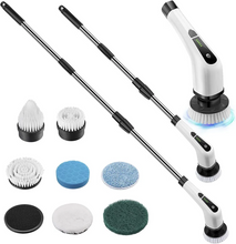Load image into Gallery viewer, Electric Spin Power Scrubber Cordless Cleaning Brush Long Handle 7 Heads
