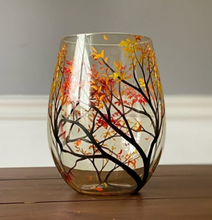 Load image into Gallery viewer, Four Seasons Tree Wine Glasses – Hand Painted Art

