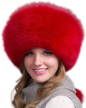 Load image into Gallery viewer, 100% Natural Fox Fur Hat Women Cap Thick Fur Cap Winter Warm Hat Female Fashion For Women Hat With Earmuffs Hat
