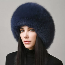 Load image into Gallery viewer, 100% Natural Fox Fur Hat Women Cap Thick Fur Cap Winter Warm Hat Female Fashion For Women Hat With Earmuffs Hat
