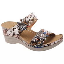 Load image into Gallery viewer, Leopard / Snake Print Orthopedic Leather Wedge Soft Sole Sandals
