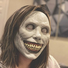 Load image into Gallery viewer, Creepy Smiling Face Evil Mask - Creepy White Eyed Demon Smiling Mask
