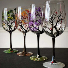 Load image into Gallery viewer, Four Seasons Tree Wine Glasses – Hand Painted Art
