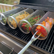 Load image into Gallery viewer, Stainless Steel Rolling BBQ Grill Basket
