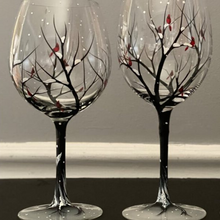 Load image into Gallery viewer, Four Seasons Tree Wine Glasses – Hand Painted Art
